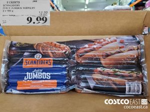 1150975
SCHNEIDERS JUICY JUMBOS WIENERS 2 x 900 g 
($3.00 INSTANT SAVINGS EXPIRES ON 2021-05-19)
$9.99