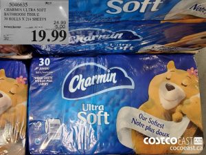 5046635
CHARMIN ULTRA SOFT BATHROOM TISSUE 30 ROLLS X 214 SHEETS 
($5.00 INSTANT SAVINGS EXPIRES ON 2021-05-30)
$19.99
