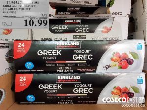 1294547
KIRKLAND SIGNATURE 3% GREEK YOGURT 24 x 100 g 
($3.00 INSTANT SAVINGS EXPIRES ON 2021-05-19)
$10.99