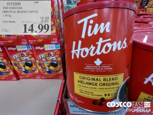 1019209
TIM HORTONS ORIGINAL BLEND COFFEE 1.36 kg 
($4.00 INSTANT SAVINGS EXPIRES ON 2021-05-23)
$14.99