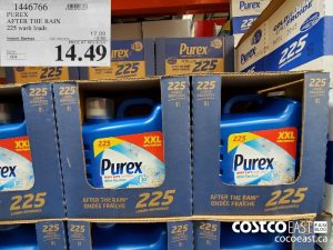 1446766
PUREX AFTER THE RAIN 225 wash loads 
($3.50 INSTANT SAVINGS EXPIRES ON 2021-05-30)
$14.49