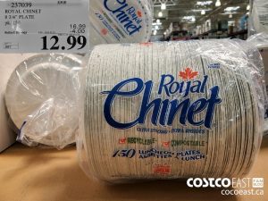 237039
ROYAL CHINET 8 3/4" PLATE PK. 150 
($4.00 INSTANT SAVINGS EXPIRES ON 2021-05-23)
$12.99