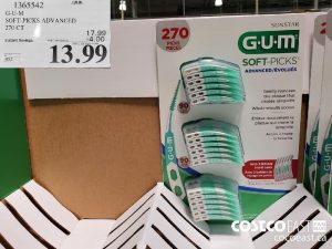 1365542
G-U-M SOFT-PICKS ADVANCED 270 CT 
($4.00 INSTANT SAVINGS EXPIRES ON 2021-05-30)
$13.99