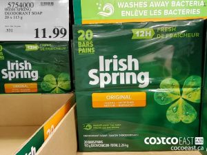 5754000
IRISH SPRING DEODORANT SOAP 20 X 113 G 
$11.99