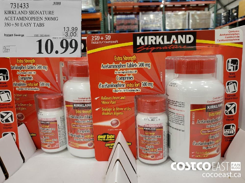 731433 KIRKLAND SIGNATURE ACETAMINOPHEN 500MG 350+50 EASY TABS ($3.00 INSTANT SAVINGS EXPIRES ON 2021-06-06) $10.99