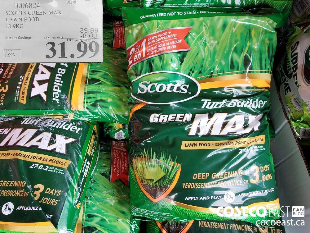 1006824 SCOTTS GREEN MAX LAWN FOOD 18.9KG ($8.00 INSTANT SAVINGS EXPIRES ON 2021-06-06) $31.99