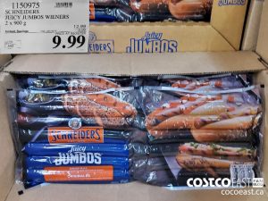1150975
SCHNEIDERS JUICY JUMBOS WIENERS 2 x 900 g 
($3.00 INSTANT SAVINGS EXPIRES ON 2021-06-20)
$9.99