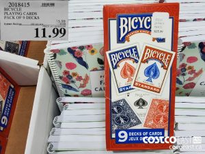2018415
PLAYING CARDS PACK OF 9 DECKS  
($4.00 INSTANT SAVINGS EXPIRES ON 2021-06-24)
$11.99