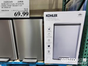 1600249
KOHLER 13 GAL STAINLSS STEEL STEP TRASH CAN RC20958-ST 
($20.00 INSTANT SAVINGS EXPIRES ON 2021-08-01)
$69.99
