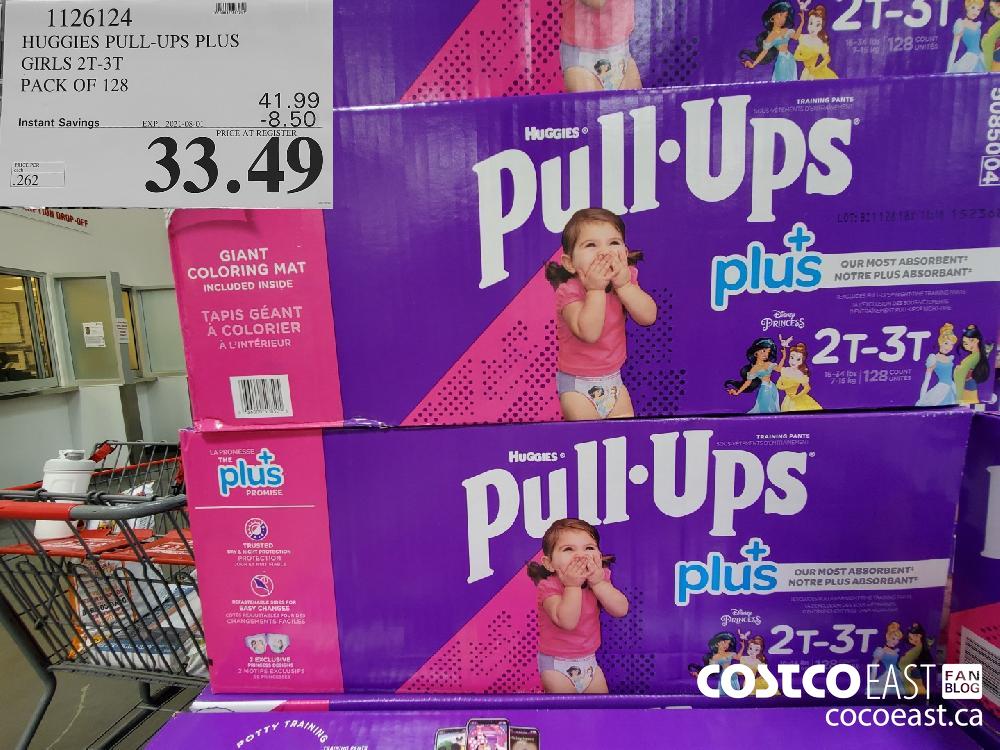 1126124 huggies pull ups plus girls 2t 3t pack of 128 8 50 instant savings  expires on 2021 08 01 33 49 - Costco East Fan Blog