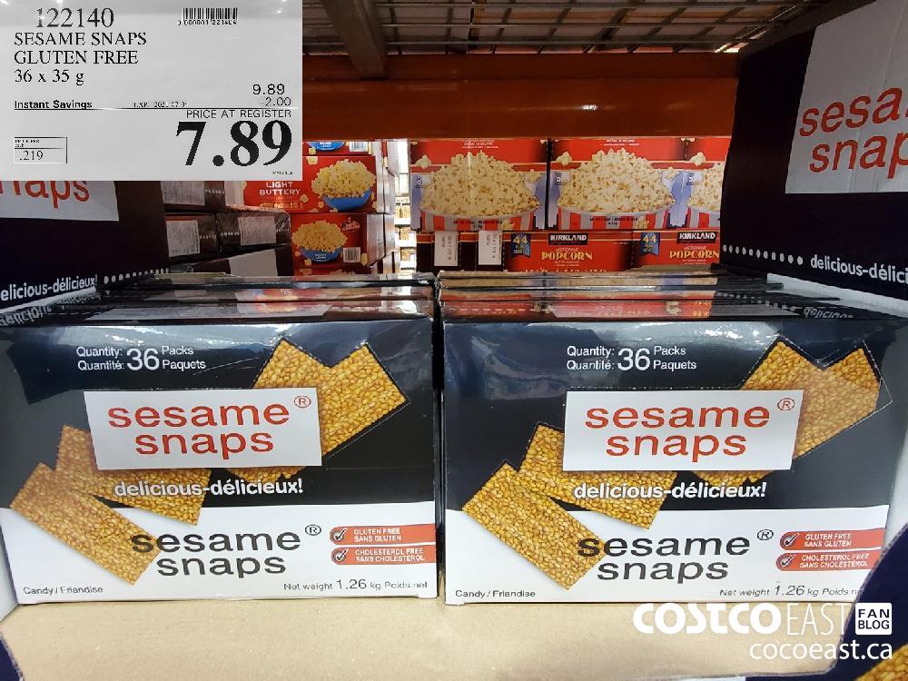 122140 SESAME SNAPS GLUTEN FREE 36 x 35g ($2.00 INSTANT SAVINGS EXPIRES ON 2021-07-04) $7.89