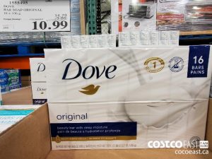 1555495
DOVE BAR SOAP ORIGINAL 16 x 106 g 
($3.80 INSTANT SAVINGS EXPIRES ON 2021-08-01)
$10.99