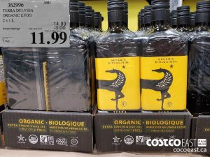 362996
TERRA DELYSSA ORGANIC EVOO 2 X 1L 
($3.00 INSTANT SAVINGS EXPIRES ON 2021-08-01)
$11.99