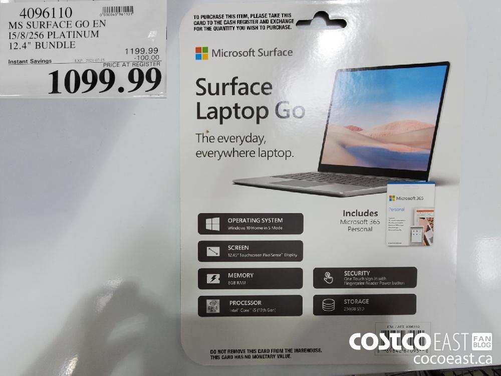 4096110 MS SURFACE GO EN 15/8/256 PLATINUM 12.4" BUNDLE ($100.00 INSTANT SAVINGS EXPIRES ON 2021-07-15) $1099.99
