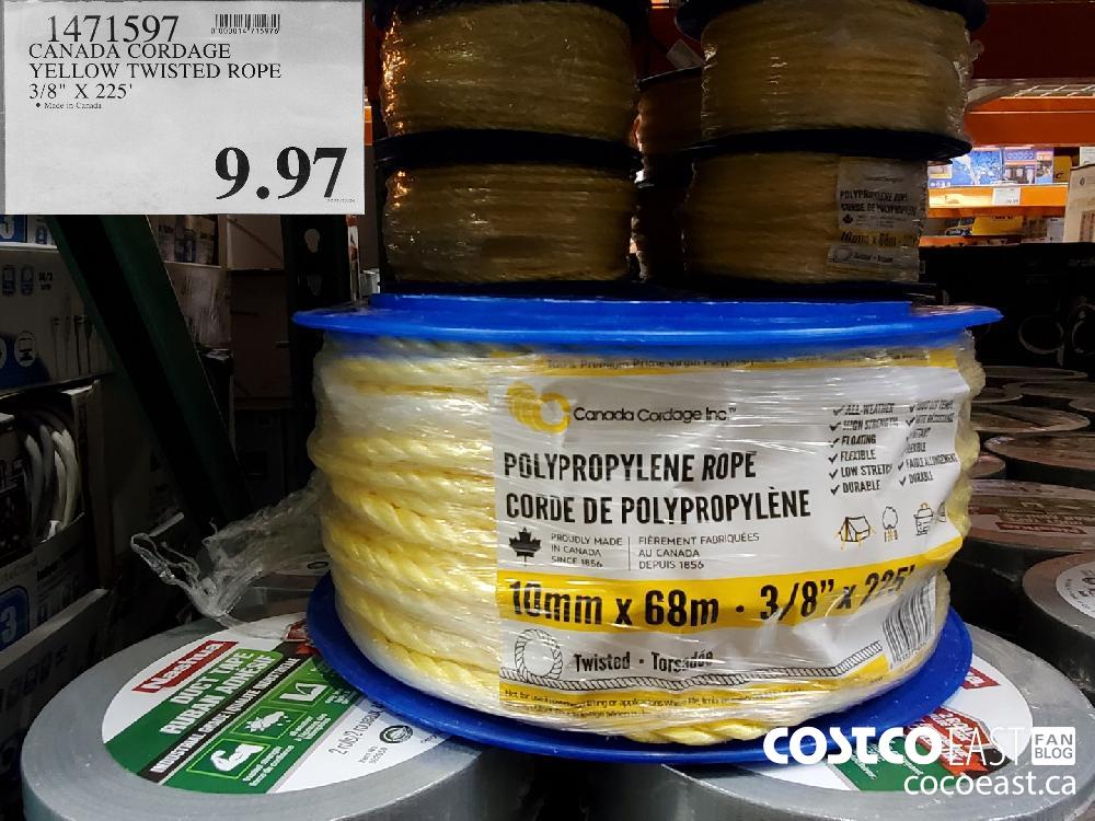 1471597 CANADA CORDAGE YELLOW TWISTED ROPE 3/8” X 225' $9.97