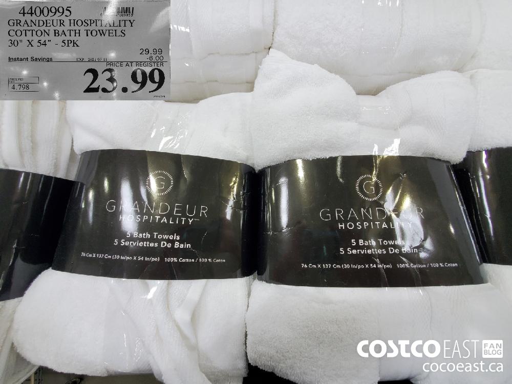 4400995 GRANDEUR HOSPII ALITY COTTON BATH TOWELS 300" X 54" - 5PK ($6.00 INSTANT SAVINGS EXPIRES ON 2021-07-11) $23.99