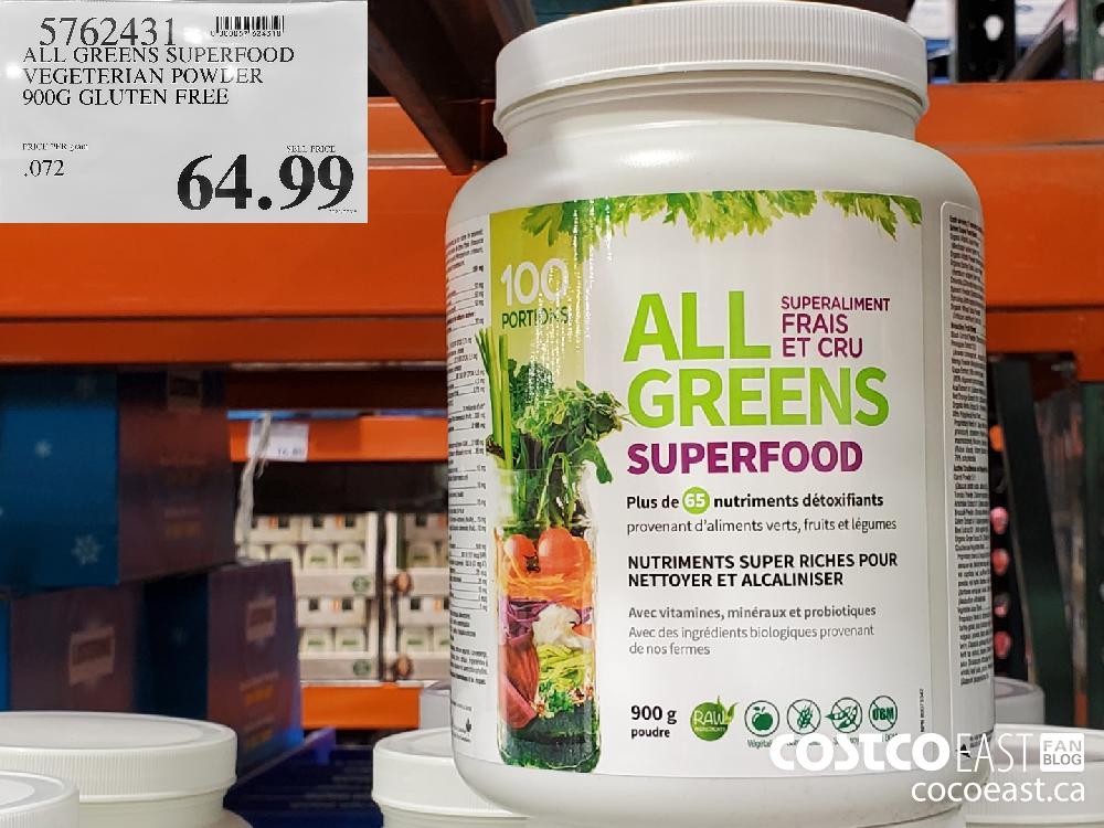 5762431 ALL GREENS SUPERFOOD VEGETERIAN POWDER 900G GLUTEN FREE $64.99