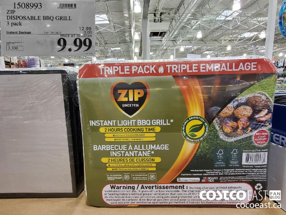 1508993 ZIP DISPOSABLE BBQ GRILL 3 pack ($3.00 INSTANT SAVINGS EXPIRES ON 2021-08-15) $9.99