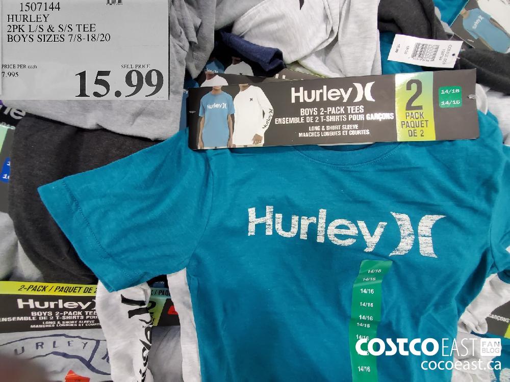 1507144 HURLEY 2PK L/S & S/S TEE BOYS SIZES 7/8-18/20 $15.99