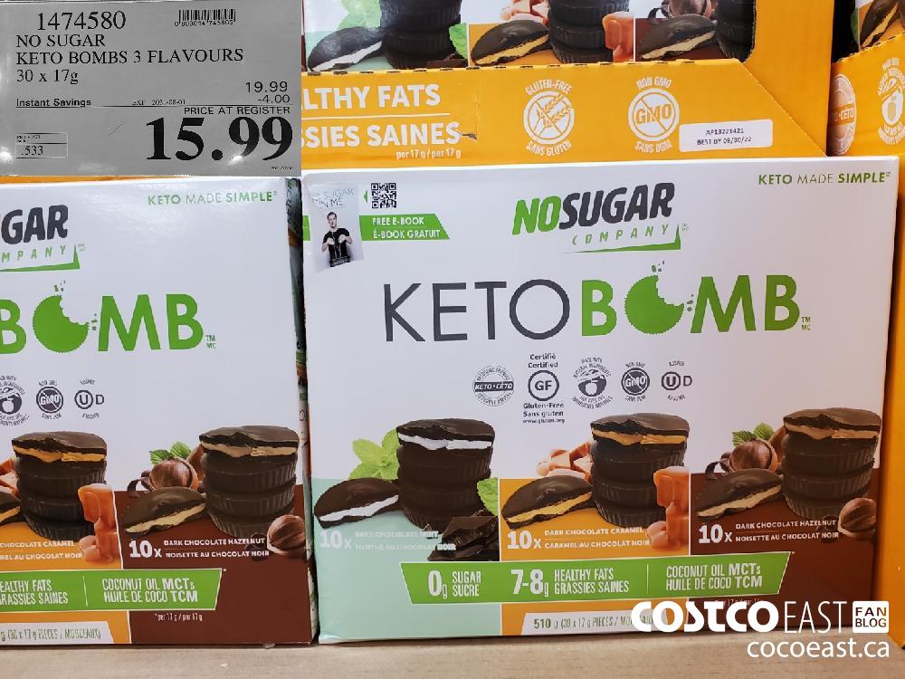 1474580 NO SUGAR KETO BOMBS 3 FLAVOURS 30 x 17g ($4.00 INSTANT SAVINGS EXPIRES ON 2021-08-01) $15.99