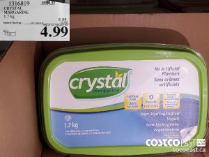 1316819
CRYSTAL MARGARINE 1.7 KG 
($2.00 INSTANT SAVINGS EXPIRES ON 2021-09-05)
$4.99