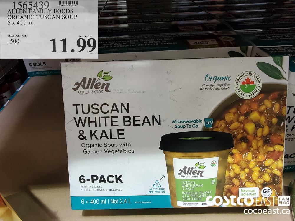 1565439 ALLEN FAMILY FOODS ORGANIC TUSCAN SOUP 6 x 400 mL $11.99