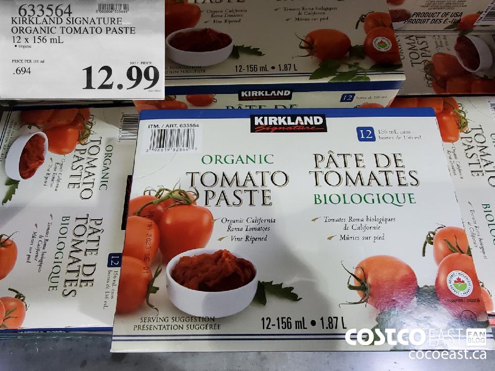 633564 kirkland signature organic tomato paste 12 x 156 ml 12 99