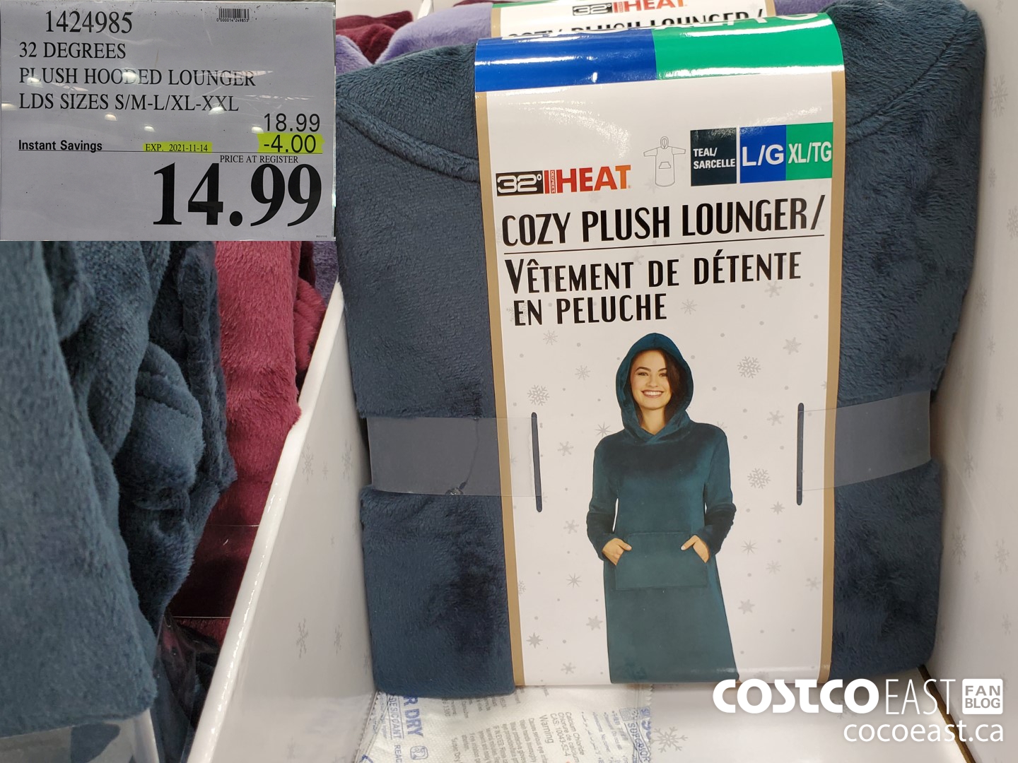 1424985 32 DEGREES PLUSH HOODED LOUNGER LADIES SIZES S M L XL 4 00 INSTANT SAVINGS EXPIRES ON 2021 11 14 14 99 Costco East Fan Blog