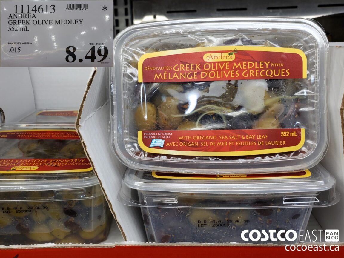 1114613 ANDREA GREEK OLIVE MEDLEY 552ML 8 49 Costco East Fan Blog