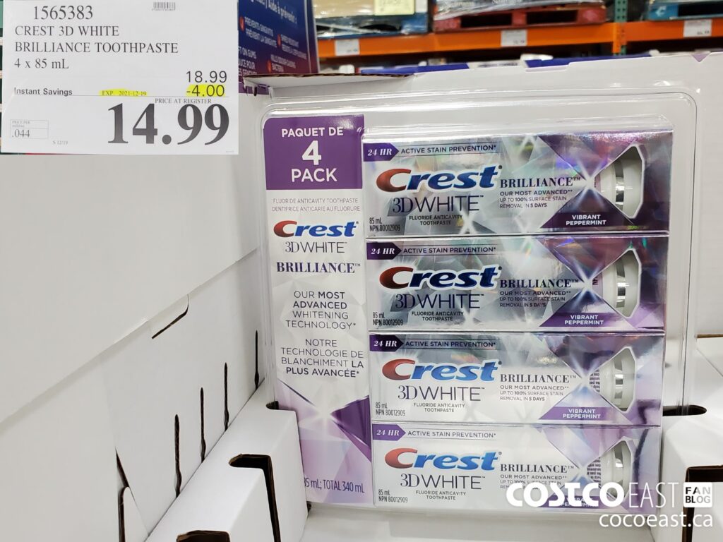 1565383 CREST 3D WHITE BRILLIANCE TOOTHPASTE 4x 85 mL 4 00 INSTANT
