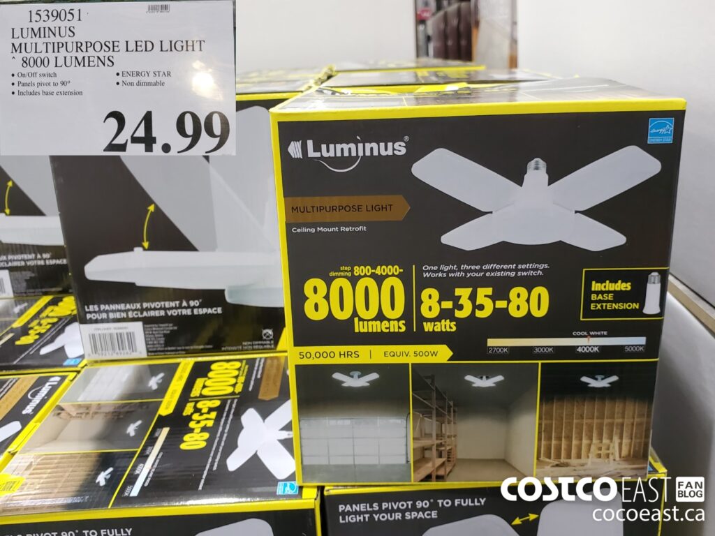 1539051 LUMINUS MULTIPURPOSE LED LIGHT 8000 LUMENS 24 99 Costco East