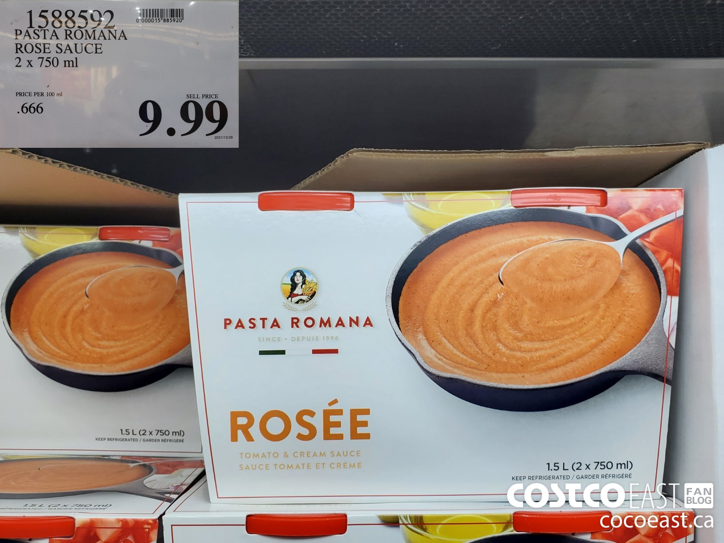 1588592 PASTA ROMANA ROSE SAUCE 2 x 750 ml 9 99 - Costco East Fan Blog