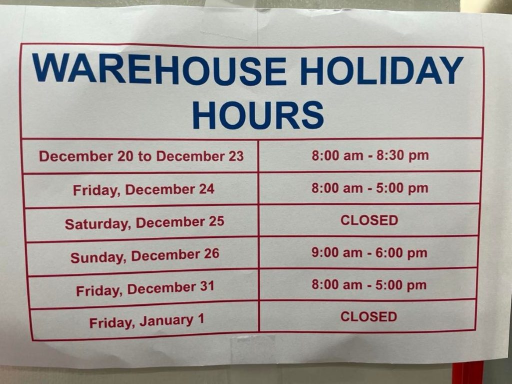 Costco Holiday Hours Update! Bonus hours added for the next few days