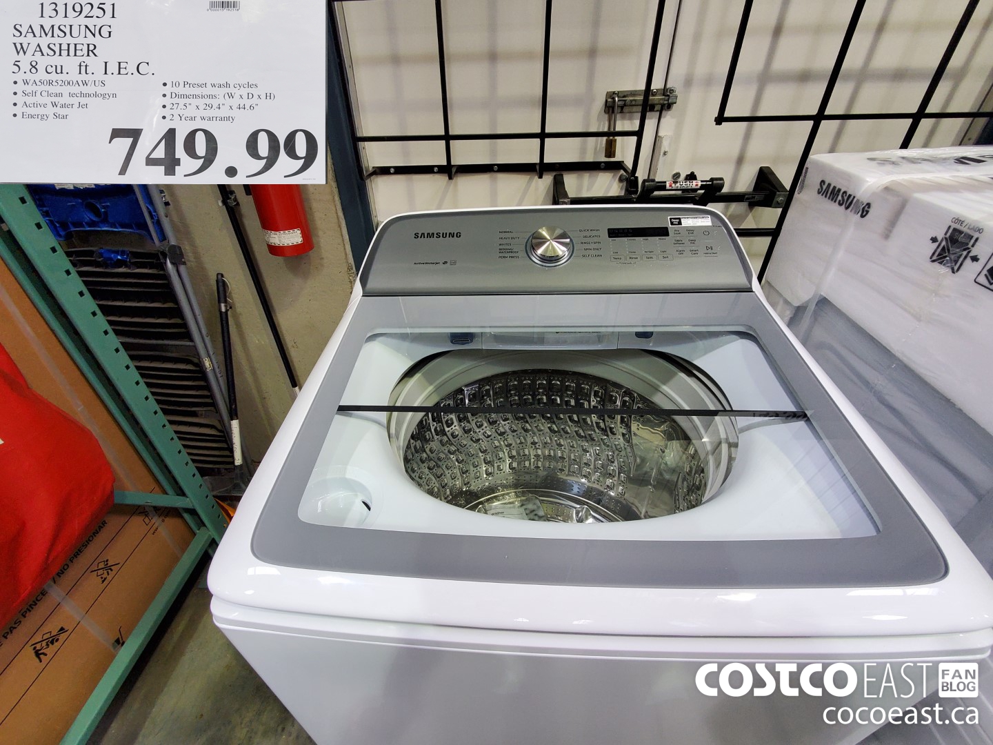 1319251 SAMSUNG WASHER 5 8 cu ft I E C 749 99 Costco East Fan Blog