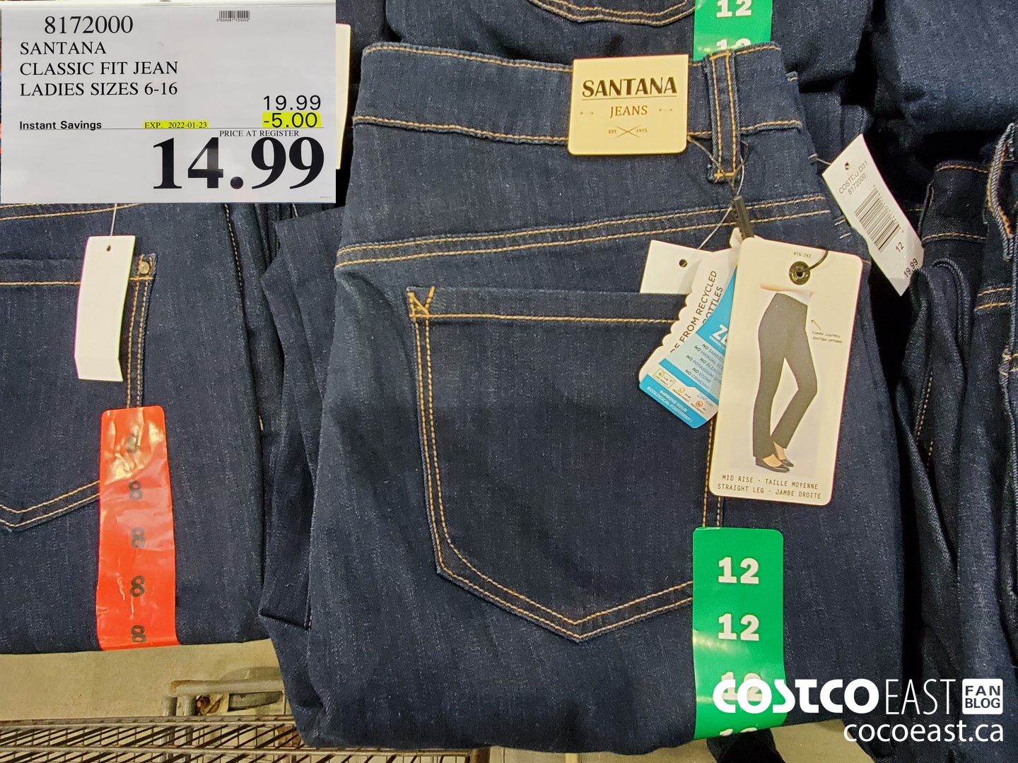 8172000 SANTANA CLASSIC FIT JEAN LADIES SIZES 6 16 5 00 INSTANT SAVINGS  EXPIRES ON 2022 01 23 14 99 - Costco East Fan Blog