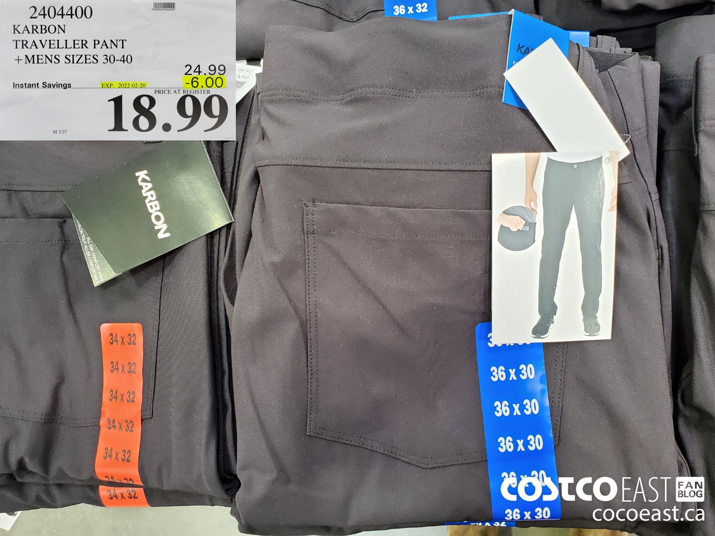 2404400 KARBON TRAVELLER PANT MENS SIZES 30 40 6 00 INSTANT SAVINGS EXPIRES  ON 2022 02 20 18 99 - Costco East Fan Blog