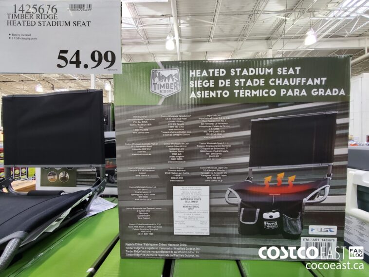 1425676 TIMBER RIDGE HEATED STADIUM SEAT 54 99 Costco East Fan Blog