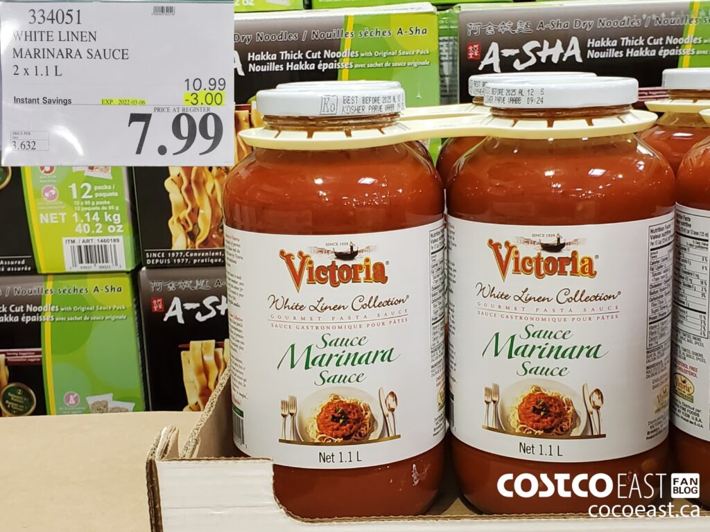 Victoria white linen marinara sauce