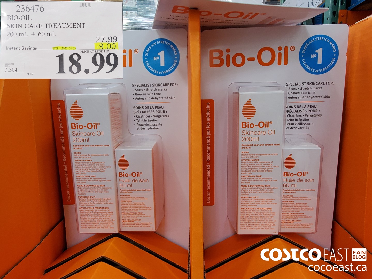 236476 BIO OIL SKIN CARE TREATMENT 200 mL 60 mL 9 00 INSTANT SAVINGS  EXPIRES ON 2022 04 03 18 99 - Costco East Fan Blog