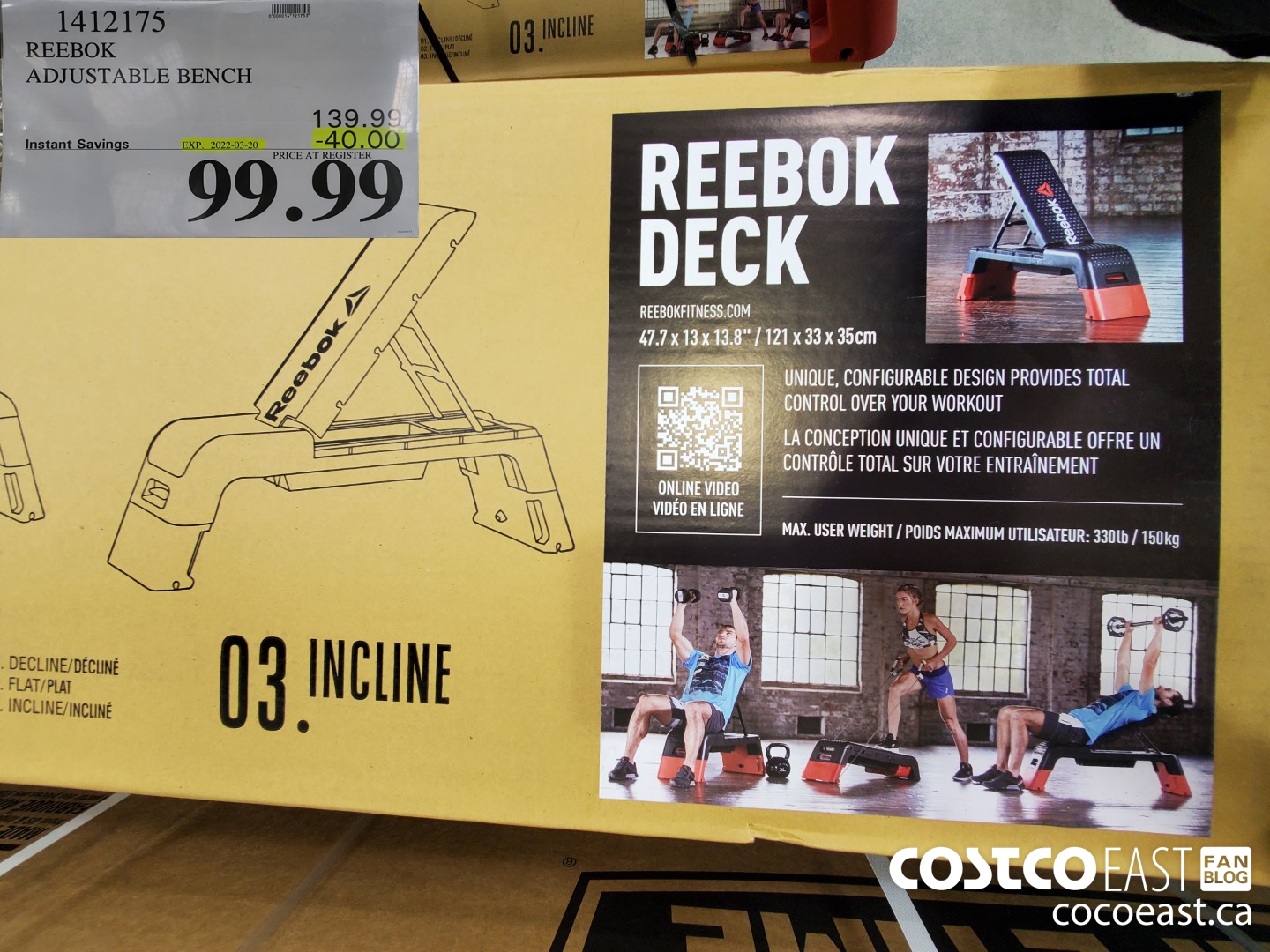 1412175 REEBOK ADJUSTABLE BENCH 40 00 INSTANT SAVINGS EXPIRES ON 2022 03 20 99 99 Costco East Fan Blog