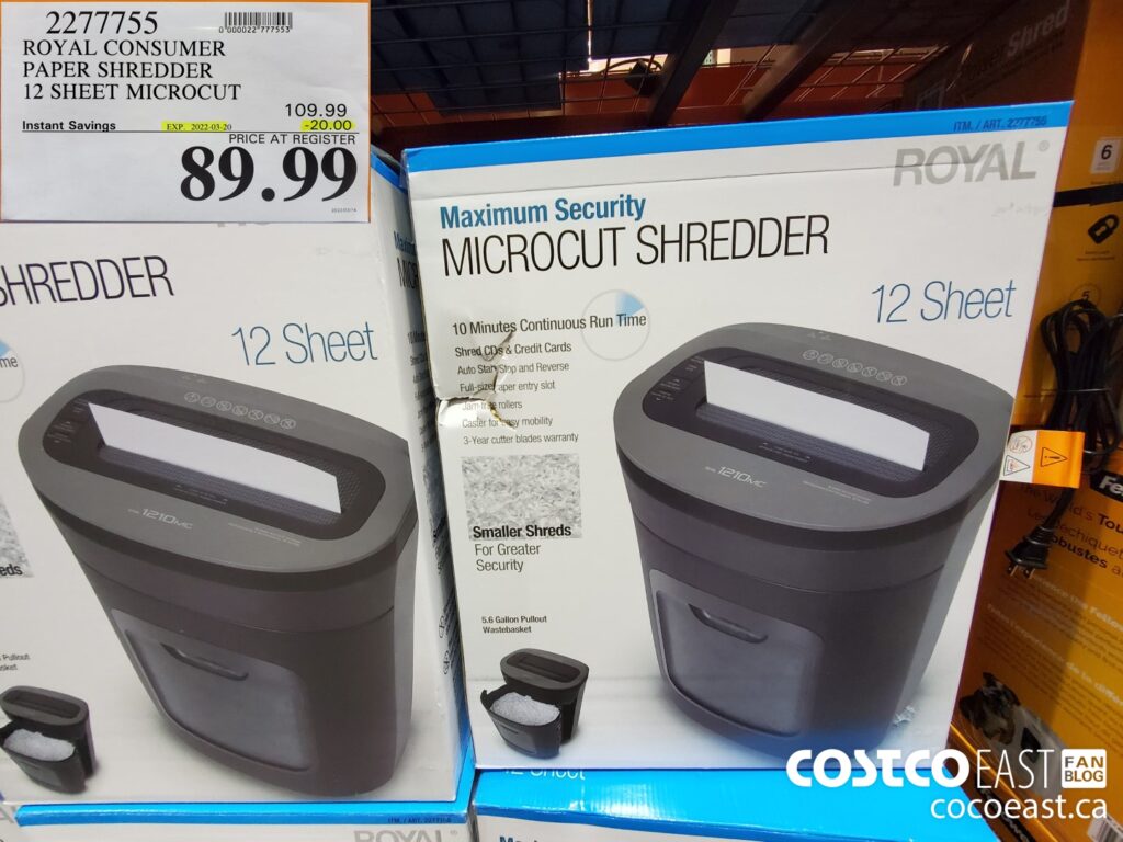 2277755 ROYAL CONSUMER PAPER SHREDDER 12 SHEET MICROCUT 20 00 INSTANT