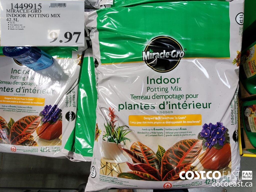 1449915 MIRACLE GRO INDOOR POTTING MIX 42 5 L 9 97 Costco East Fan Blog