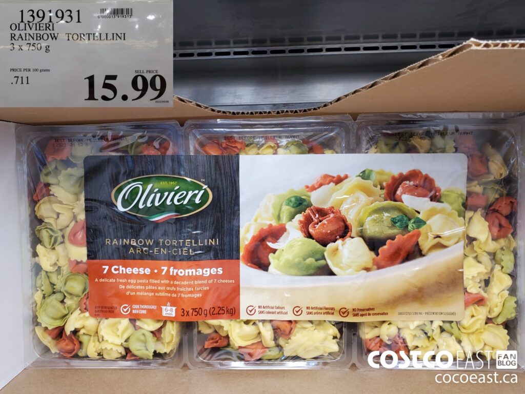 1391931 OLIVIERI RAINBOW TORTELLINI 3 x 750 g 15 99 Costco East Fan Blog