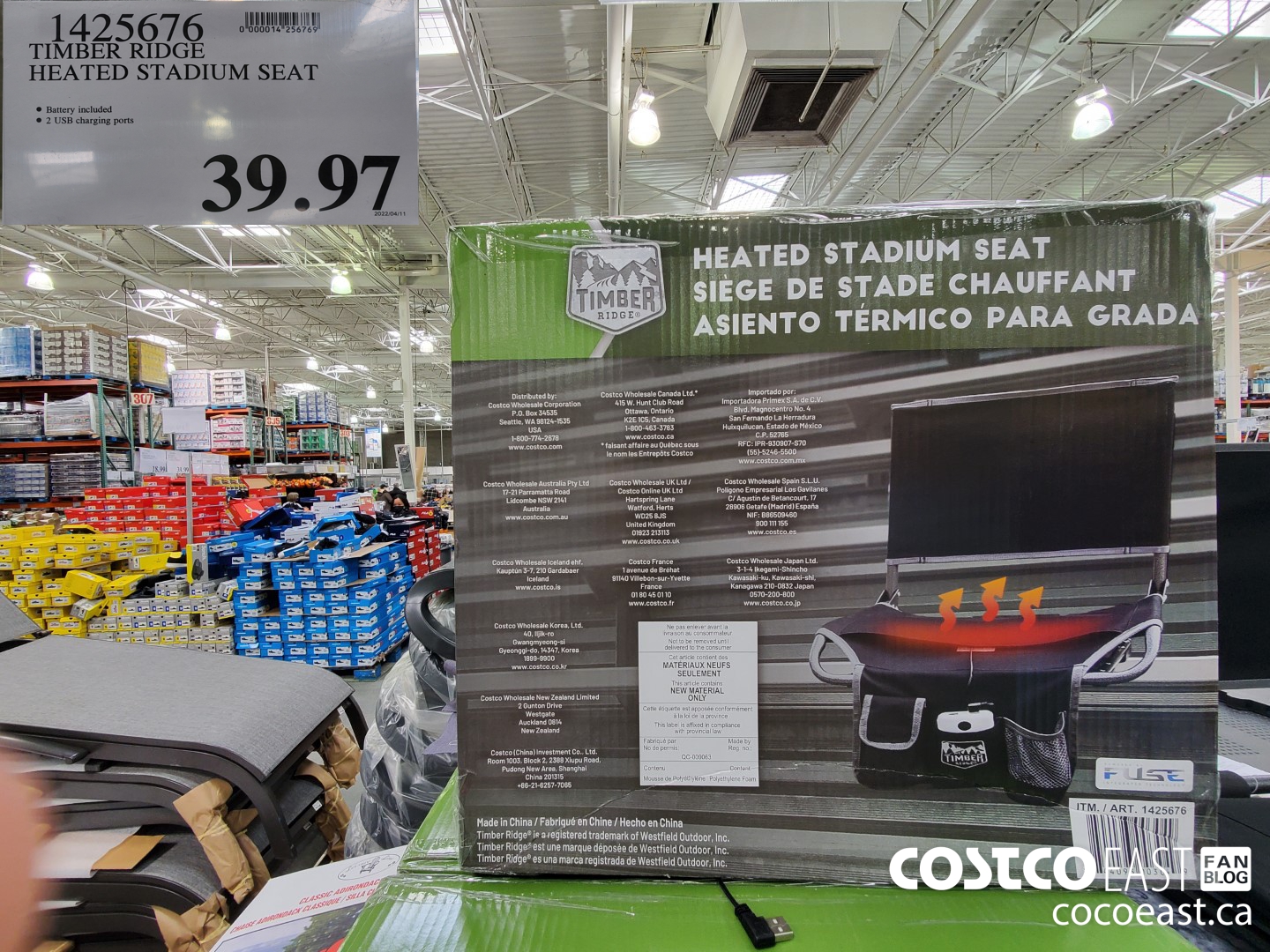 1425676 TIMBER RIDGE HEATED STADIUM SEAT 39 97 Costco East Fan Blog