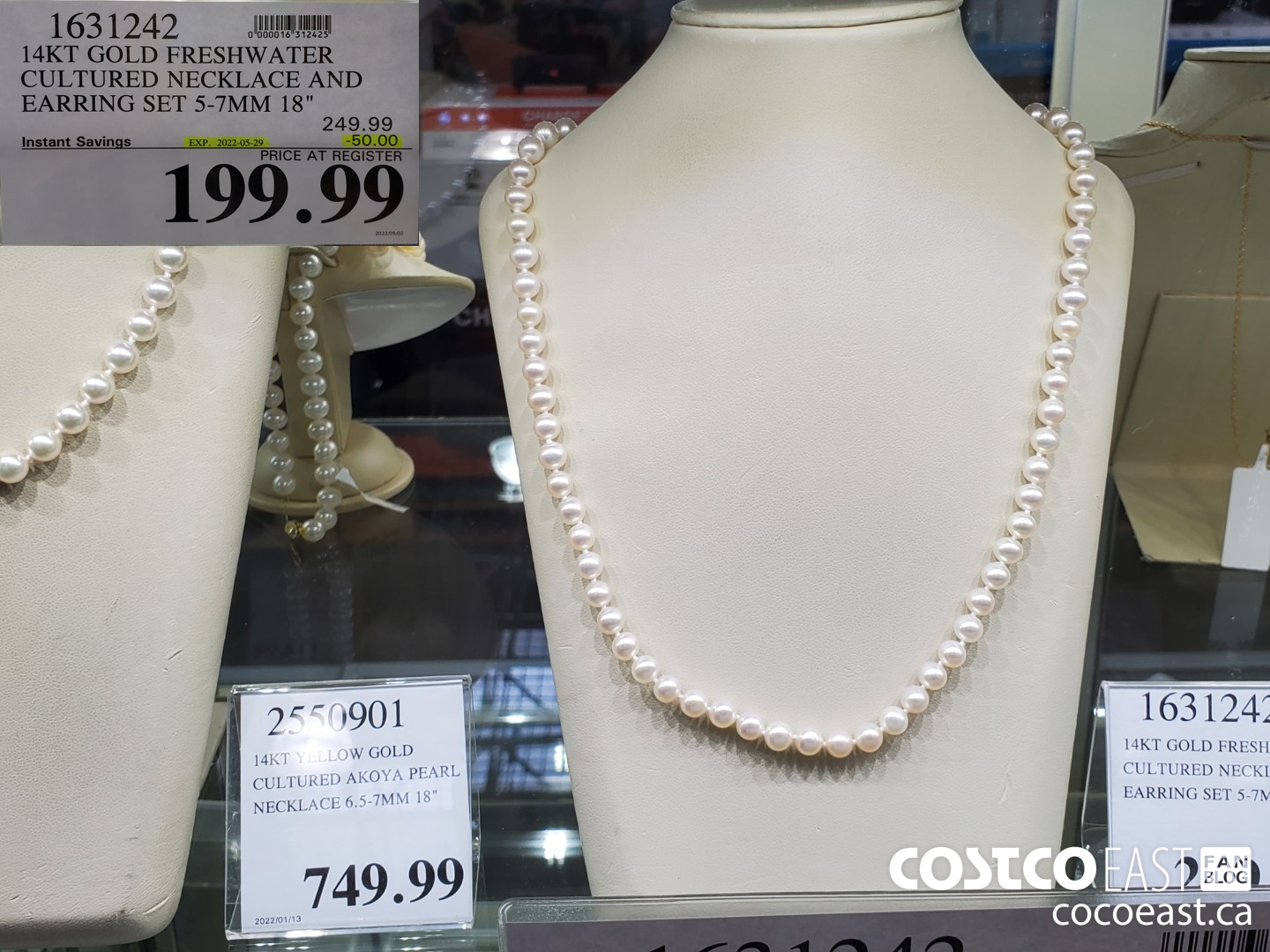 1631242 14KT GOLD FRESHWATER CULTURED NECKLACE AND EARRING SET 5 7MM 18 50 00 INSTANT SAVINGS EXPIRES ON 2022 05 29 199 99 Costco East Fan Blog