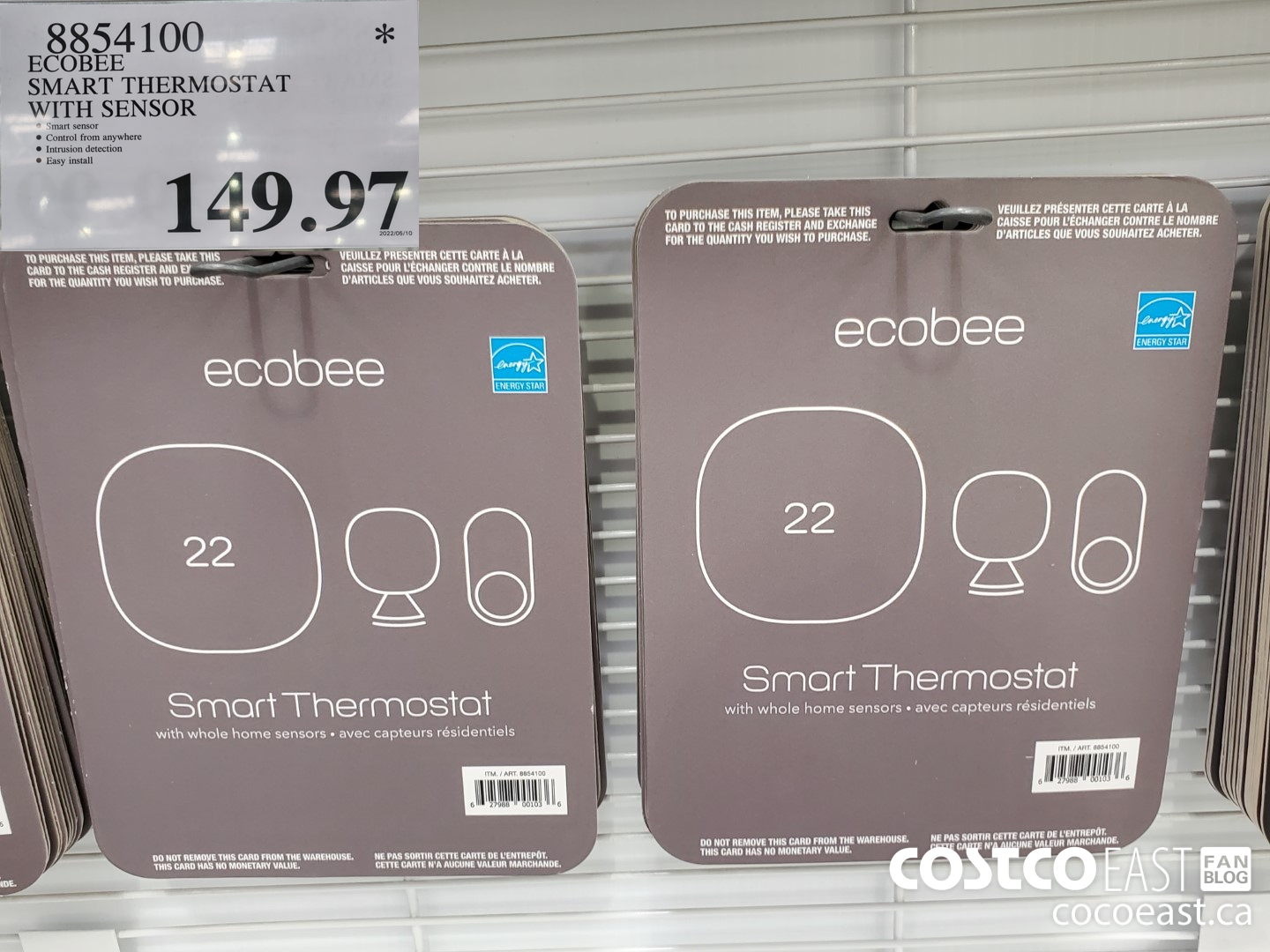 8854100 ECOBEE SMART THERMOSTAT WITH SENSOR 149 97 Costco East Fan Blog