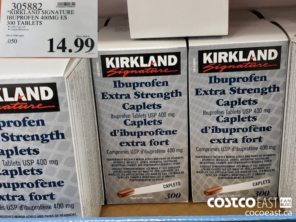 305882 KIRKLAND SIGNATURE IBUPROFEN 400MG TABLET EXTRA STRENGTH 300 s