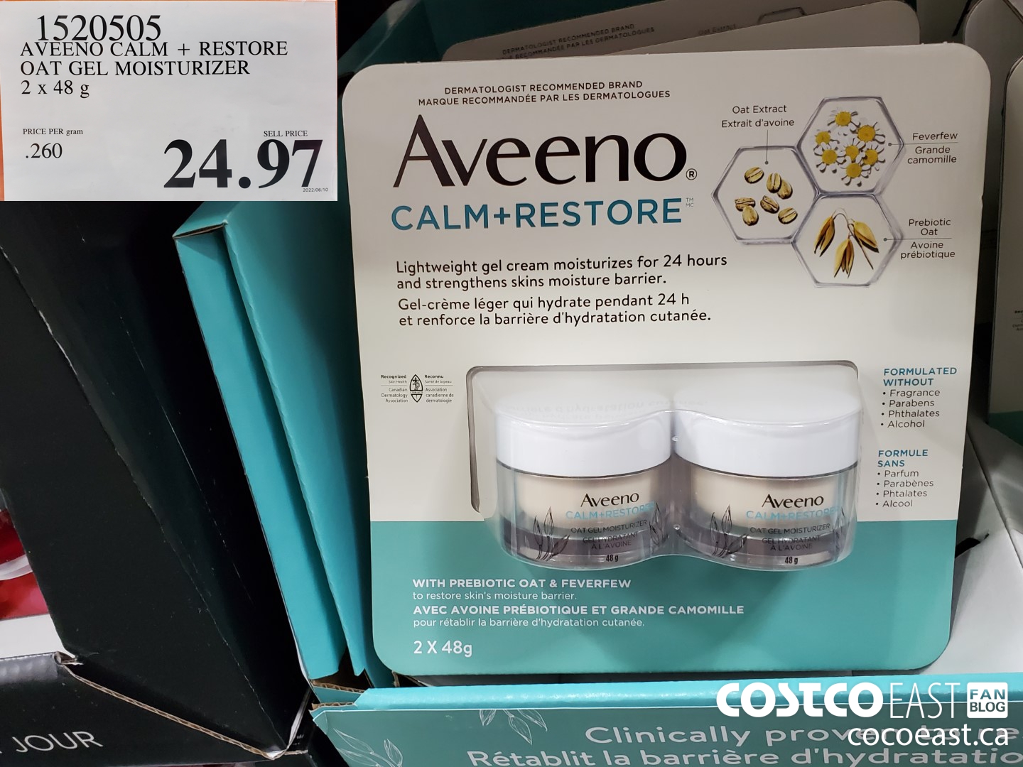 Moisture Cream 45g 2点セット 1520505 AVEENO CALM RESTORE OAT GEL MOISTURIZER 2 x 48 g 24 97