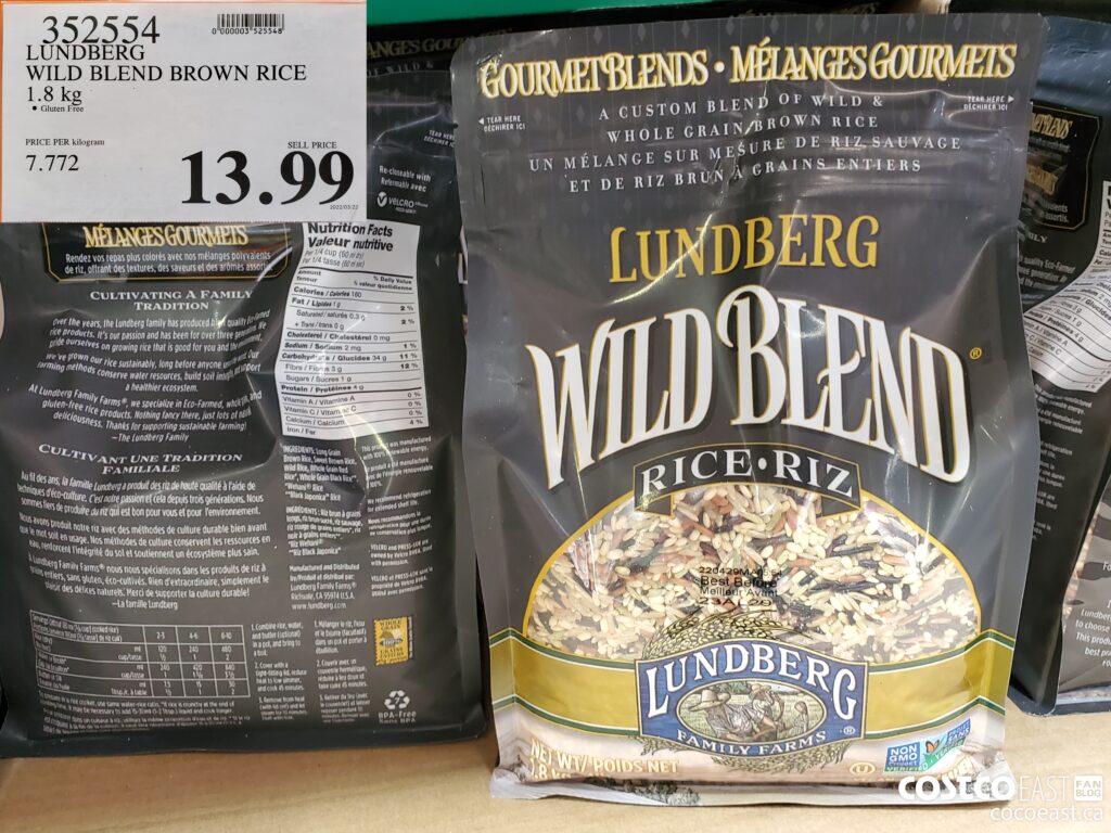 352554 LUNDBERG WILD BLEND BROWN RICE BLEND 1 8 KG 13 99 - Costco East ...