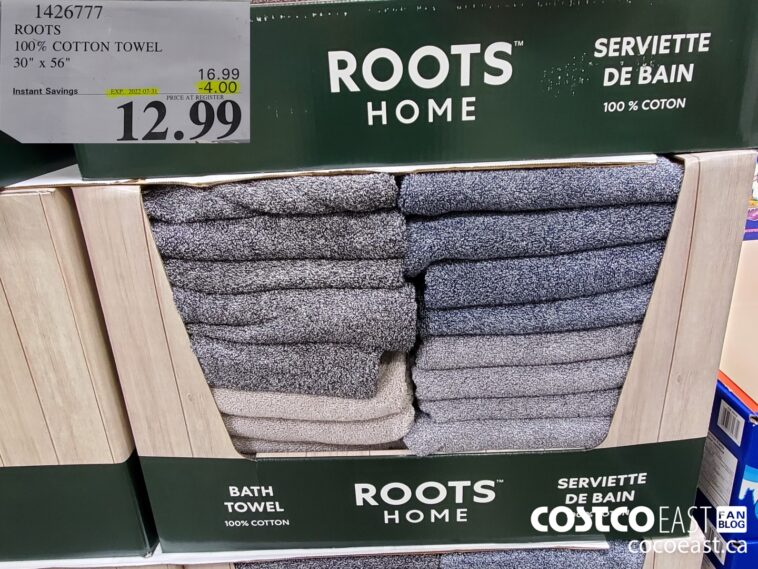 1426777 ROOTS 100 COTTON TOWEL 30 X 56 EXPIRES ON 2022 07 31 12 99